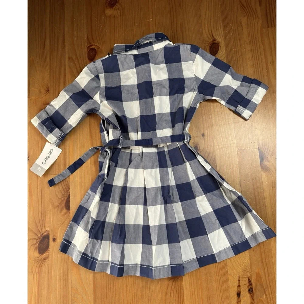 Toddler Girls' Carter's Blue & White Collared Gingham Dress Size‎ 2T